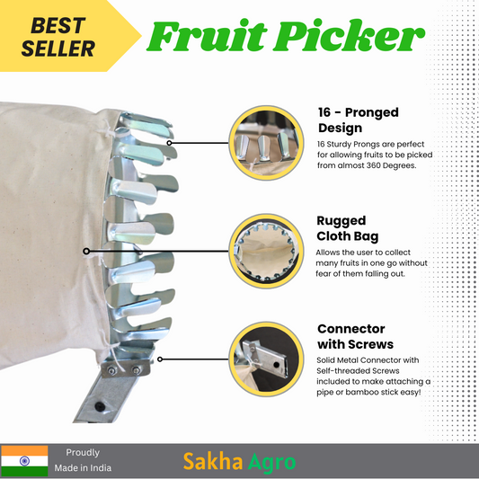 Sakha Fruit Picker Head Basket for Picking & Gathering Fruits Like Mango, Guava, Pear, Apple, Orange, etc. (Without Pipe)