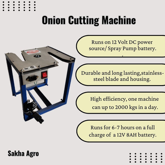 Sakha Agro Onion and Garlic Cutting Machine for Agriculture, Cutter for Onion & Garlic Root and Leaf, Runs On Spray Pump Or 12V Power Source